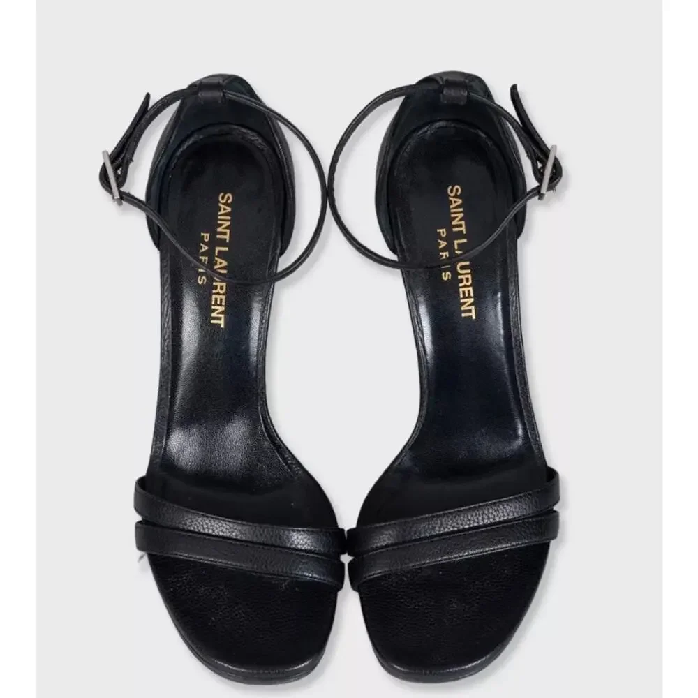 Saint Laurent Black Leather Tribute Heels Size 37 - Picture 3 of 5